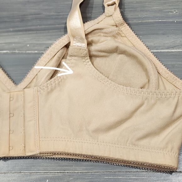 Bali Wire Free Bra 40C Double Support Cotton Style 3036 Beige FLAW - Picture 2 of 11